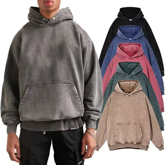 Custom Blank Acid Wash Hoodie Mens